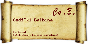 Csáki Balbina névjegykártya